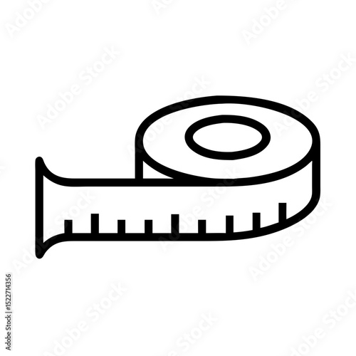 Measuring Tape Line Art, Black and White, Tailoring Icon