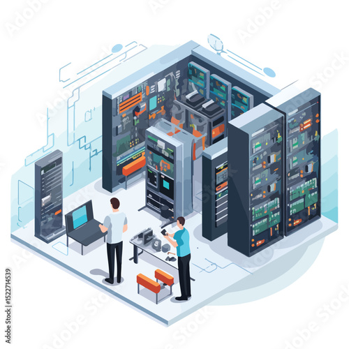 Professional Data Center Information Vector Poster for IT Operations Management
