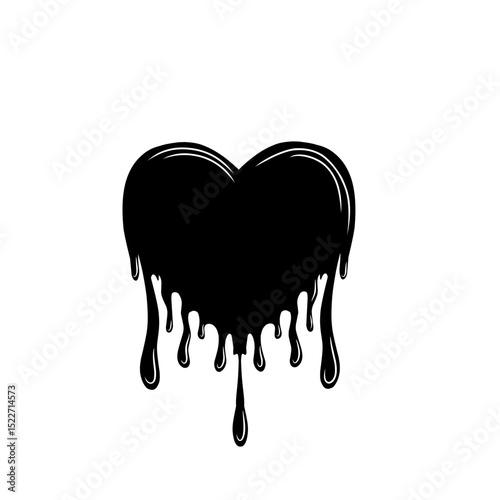 Conceptual representation of melting heart on solid black background illustration