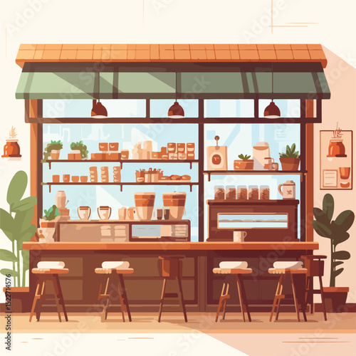 Professional Coffee Shop Design Vector Illustration for Commercial Use