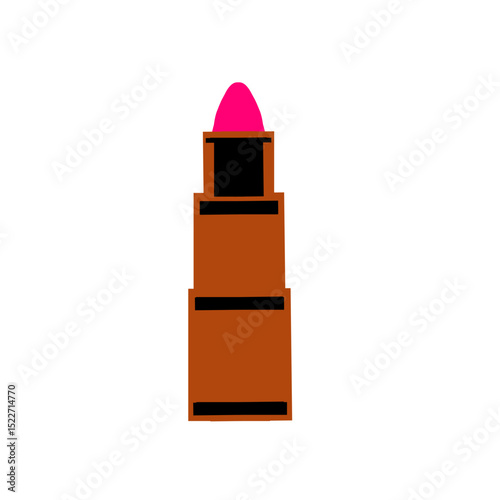 Minimalist lipstick illustration against a solid dark background, beauty representation