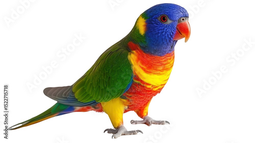 Beautiful rainbow lorikeet perched Transparent background, PNG file