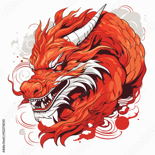Professional Chinese Zodiac Illustration of a Dragon for 2024 Isolated on White Background
