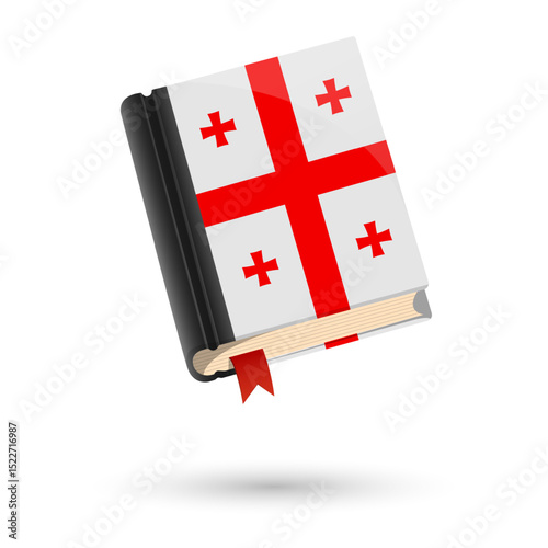 The book is covered in the flag of the Georgia. Vector illustration of 3D language book on white background.