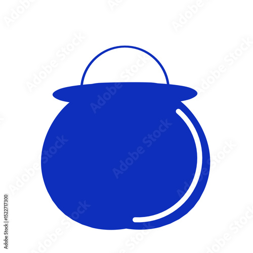 A Deep Blue Pot with a Curved Handle on a Rich Black Canvas