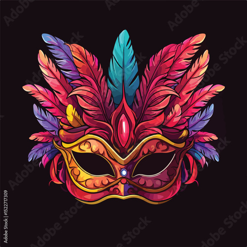 Elegant Festive Carnival Party Mask Decoration with Feathers for Masquerade Balls and Celebrations