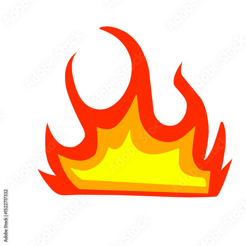 Stylized flame illustration, isolated on black background, capturing burning heat