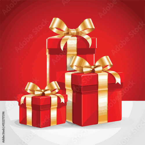 Elegant Happy New Year 2017 Greeting Card with Gift Boxes and Ribbon for Celebrations
