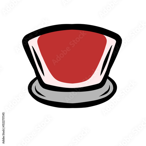 Stylized red and white top hat icon against a stark black backdrop for designs
