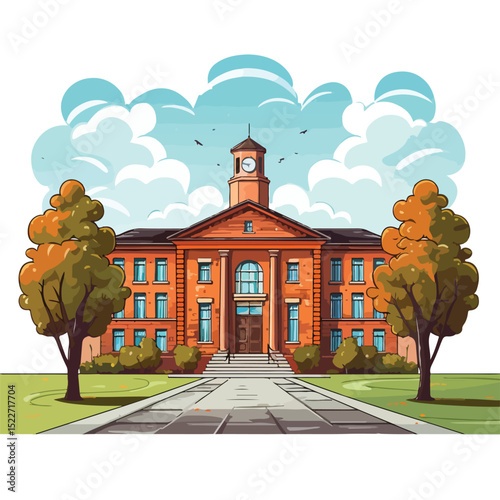 Colorful Cartoon Vector Illustration of High School Education for Academic Purposes