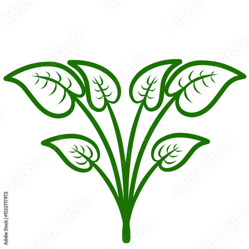 Stylized verdant foliage emblem against stark backdrop conveying botanical serenity