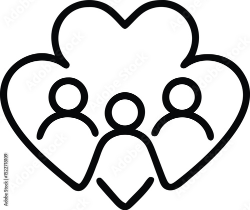 Community heart group icon vector illustration for social support and love connection concept design