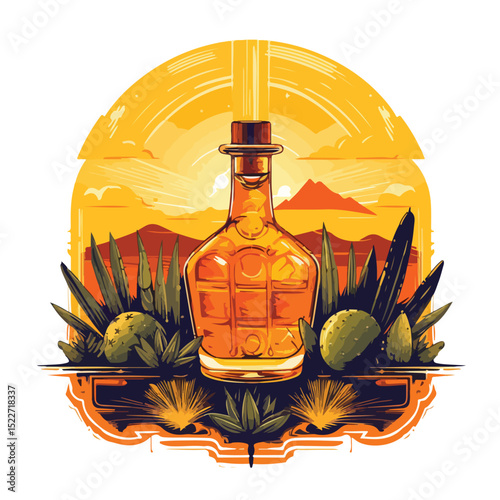 Premium Isolated Mexican Tequila Design Vector Illustration for Creative Projects