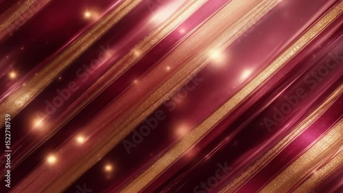 Shimmering Burgundy and Gold Ribbons with Sparkling Highlights - Abstract Motion Background