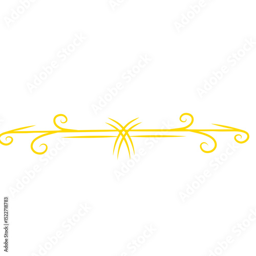 Ornate Yellow Divider Element on Black Background, Elegant Decorative Motif