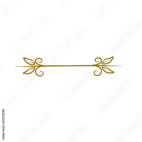 Elegant decorative flourish golden vector element on stark contrasting canvas