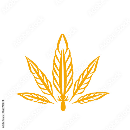 Golden stylized leaf emblem on black backdrop evoking natural simplicity