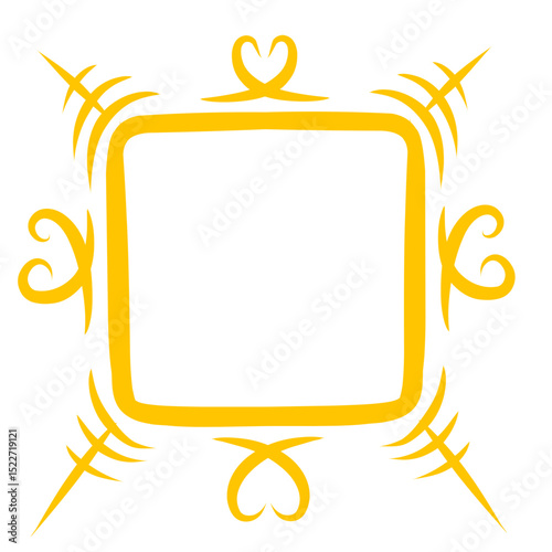 Ornate gilded frame illustration, stylized decorative border on dark backdrop