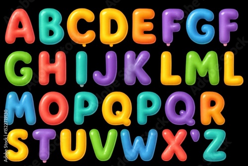 Colorful balloon alphabets spell out a message, vibrant and eye-catching. Isolated on transparent background.