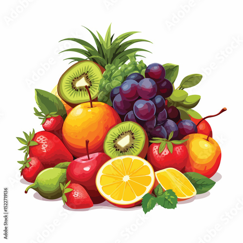Vibrant Healthy Fruits Design Vector Illustration for Nutritional Articles and Blog Posts