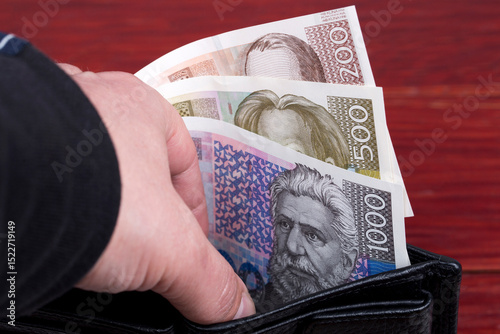 Croatian Kuna in the black wallet