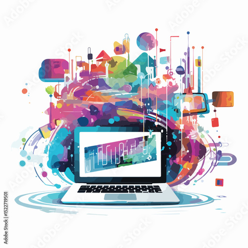 Professional Internet and Technology Design Vector Illustration for Business Websites and Digital Marketing Solutions