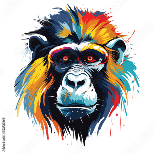 Wallpaper Mural Detailed Mandrill Face Cool Sketch Vector Illustration Isolated on White Background Torontodigital.ca