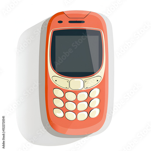 Flat Nokia 3310 phone, isolated