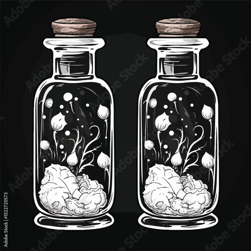Professional Black and White Isolated Medicine Bottle for Medical Use