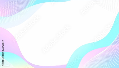 Abstract frame with soft pastel waves in blue, pink, and purple on a white background