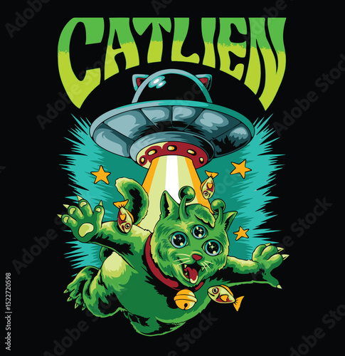 A green alien design  illustration with premium quality vector