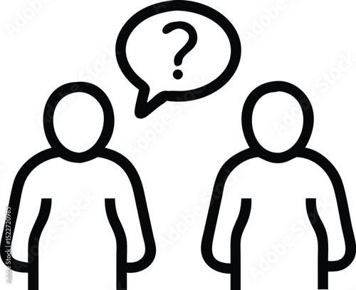 Two people asking questions icon vector illustration for communication and support concept design element