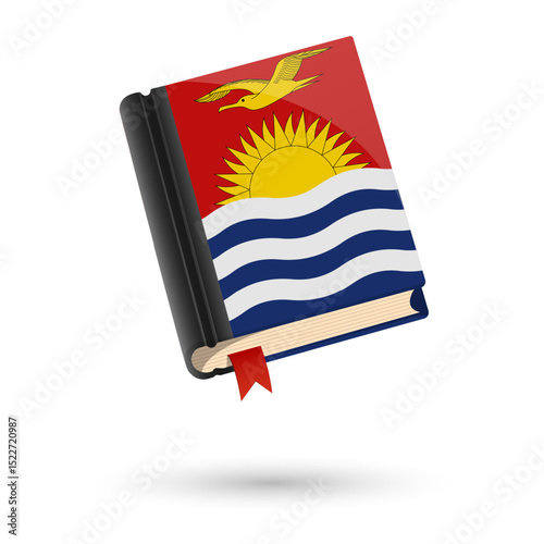 The book is covered in the flag of the Kiribati. Vector illustration of 3D language book on white background.