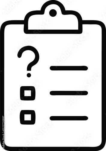 Checklist clipboard with question mark and check boxes icon for task management and survey design