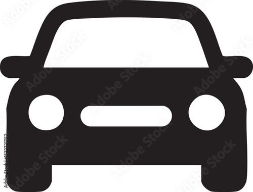 Simple Black Car Icon Front View on White Background for Design and Illustration Projects