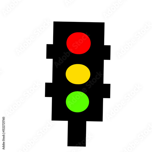 Illuminated Traffic Signal Displayed on a Black Background Illustrative