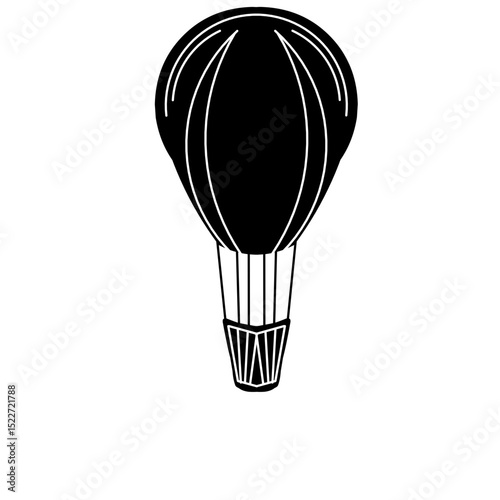 Minimalist hot air balloon outline against stark black backdrop conveying freedom