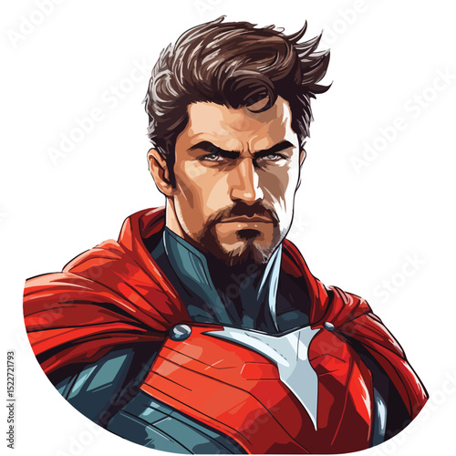 Professional Vector Illustration of Strong Male Justice Symbol Superhero Portrait