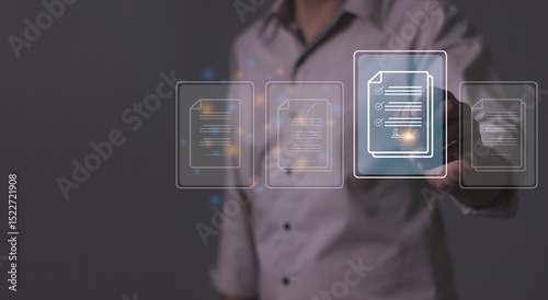 Young man with smartphone mobile hand using a pen touching to sign a Online Business Contract, Electronic signature, Contract signing, Digital documents, Future smart contract