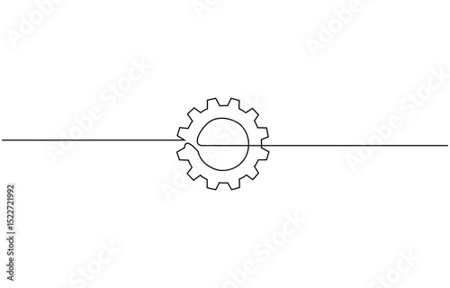 Setting icon continuous one line drawing vector illustration, One line drawing background. Single line gear icon. Vector illustration.