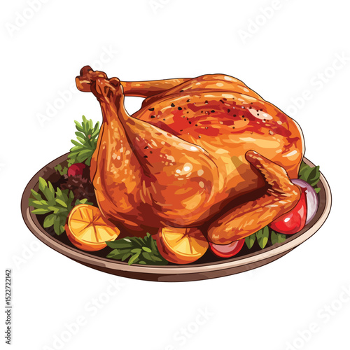 Professional Roasted Chicken Icon Vector Illustration for Culinary Design Projects