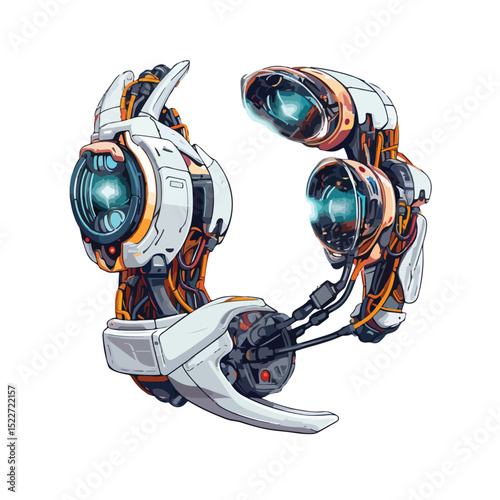 Smart Technology: Illustration of Advanced Robot Arms Device in Vector Design