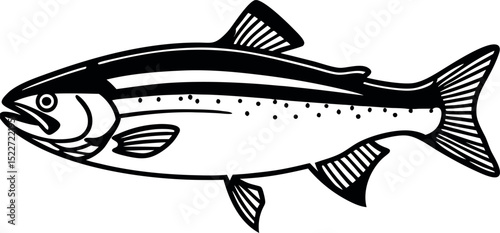 Salmon Ocean and River Fish Line Icon Set. Dive into a Sea of Creativity with an Abundance of Fin-tastic Fish Stock Vectors, Offering a Bounty of Scales
