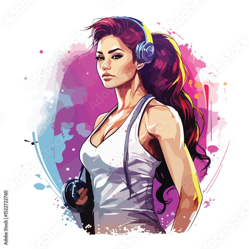 Professional Athletic Girl Fitness Gym Design Graphic Vector Illustration