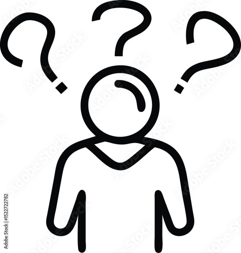 Illustration of person with question marks above head concept of confusion and uncertainty issues