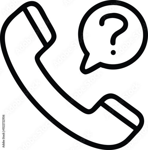 Phone support icon with question mark in speech bubble for customer service and assistance line 96