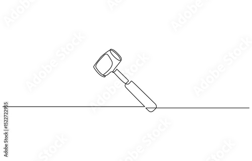Continuous one line drawing of hammer carpentry equipment, One continuous line drawing of hammer. Single line of hammer vector illustration.