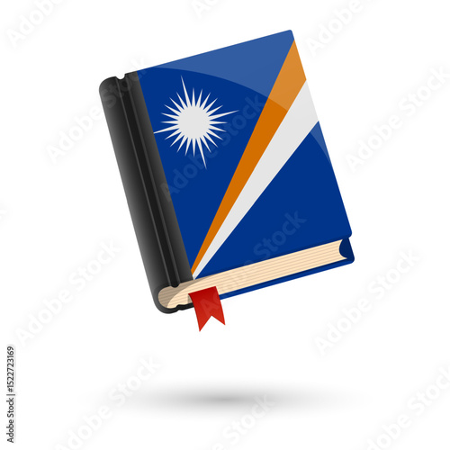 The book is covered in the flag of the Marshall Islands. Vector illustration of 3D language book on white background.