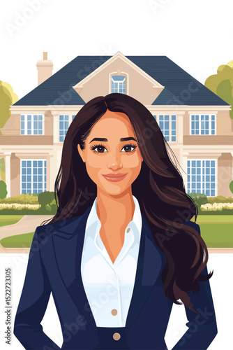 Professional woman in front of house