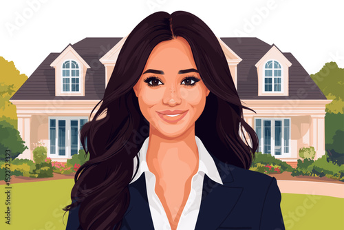 Professional woman in front of house